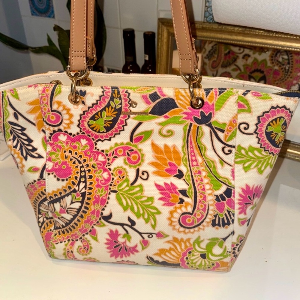 Spartina 449 Cream and Pink Floral Tote High Ebb Tote